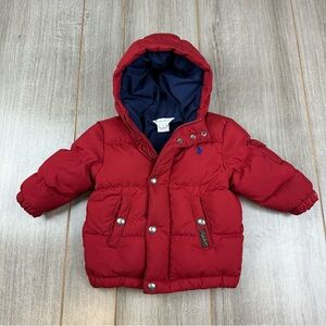 Polo Ralph Lauren Down Coat Jacket Baby Boy 12m Red *flaws